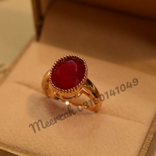 Beautiful Golden Stone Maroon Adjustable Ring for Girls/Women