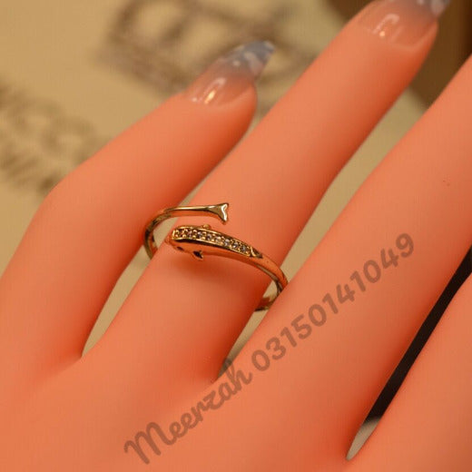 Dolphin Fish Golden Fancy Adjustable Ring for Girls/Women