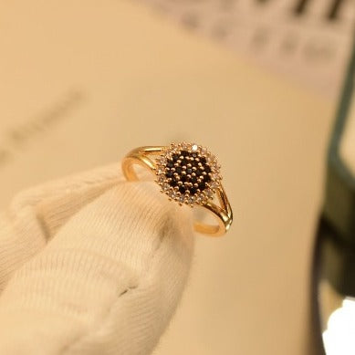 Beautiful Stylish GoldenBlack Crystal Ring for Girls/Women