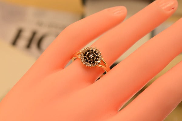 Beautiful Stylish GoldenBlack Crystal Ring for Girls/Women