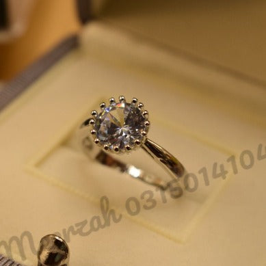 Elegant Diamond Zircon Stylish Crystal Silver Plated Ring for Girls/Women