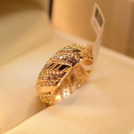 22k Gold Fancy Ring - RiLs24267 - 22K Gold ring for ladies is beautifully  designed with studded single Cubic Zircon stone.Two tone fin