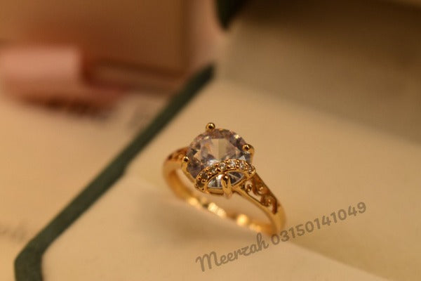 Stylish Design Diamond Cut Stone Adjustable Gold Plated Ring for Girls/Women