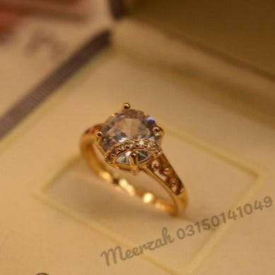 Stylish Design Diamond Cut Stone Adjustable Gold Plated Ring for Girls/Women