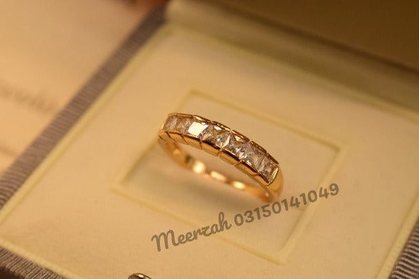 Elegant Design Crystal Stones Adjustable Golden Ring for Girls/Women