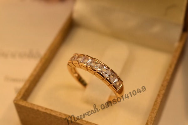 Elegant Design Crystal Stones Adjustable Golden Ring for Girls/Women