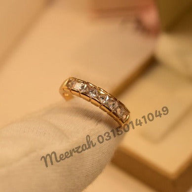 Elegant Design Crystal Stones Adjustable Golden Ring for Girls/Women