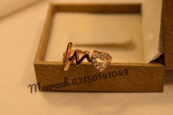 Beautiful Design Heart Beat Adjustable Golden Ring for Girls/Women