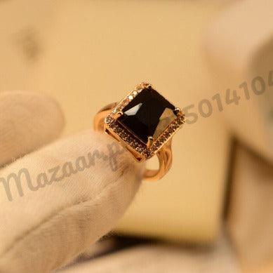 Antique Black Zircon  Golden Crystal Ring for Girls/Women - Meerzah