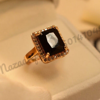 Antique Black Zircon  Golden Crystal Ring for Girls/Women - Meerzah