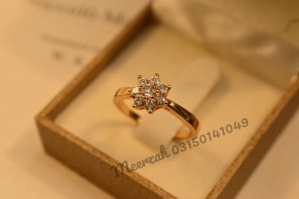 Elegant Design Flower Crystal Adjustable Golden Ring for Girls/Women