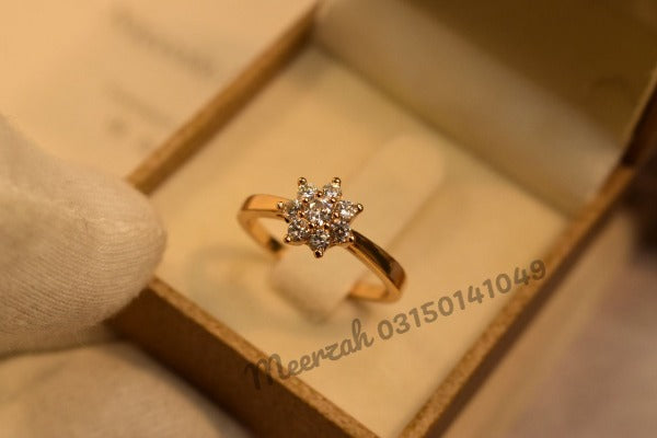 Elegant Design Flower Crystal Adjustable Golden Ring for Girls/Women