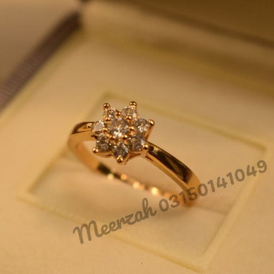 Elegant Design Flower Crystal Adjustable Golden Ring for Girls/Women