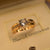 Elegant Design Diamond Cut Stone Crystal Adjustable Golden Ring for Girls/Women