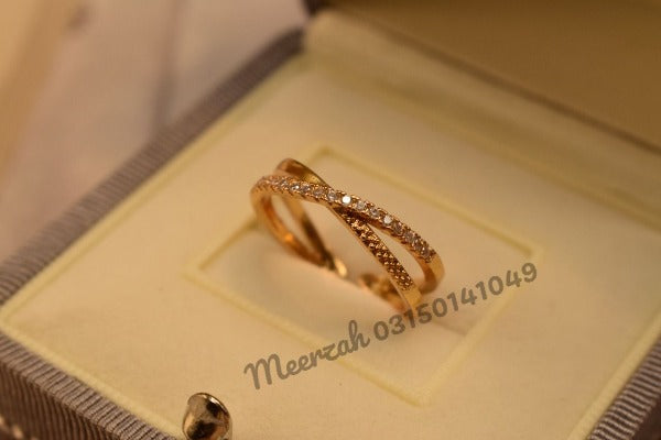 Beautiful Design Crystal Adjustable Golden Ring for Girls/Women