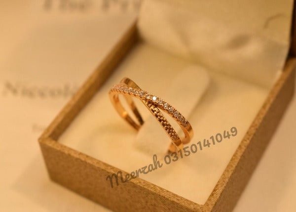 Beautiful Design Crystal Adjustable Golden Ring for Girls/Women