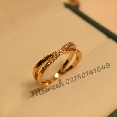 Beautiful Design Crystal Adjustable Golden Ring for Girls/Women