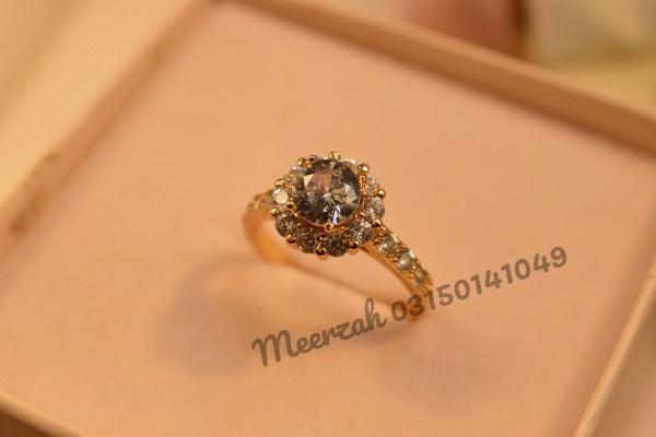 Elegant Design Crystal Adjustable Golden Ring for Girls/Women