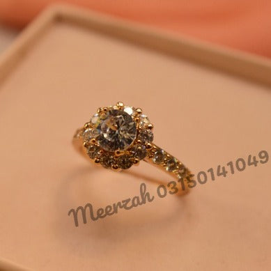 Elegant Design Crystal Adjustable Golden Ring for Girls/Women