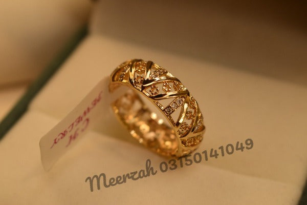 Elegant Design Crystal Golden Ring for Girls/Women