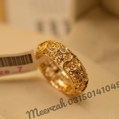 Elegant Fancy Design Crystal Golden Ring for Girls/Women