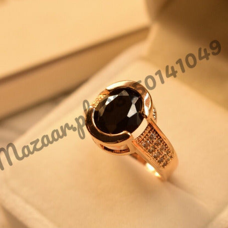 Antique Gold Plated Black Zircon Ring for Girls/Women - Meerzah