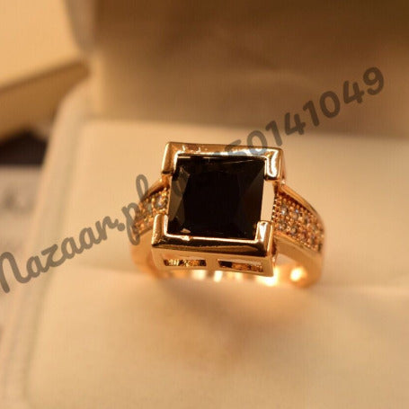 Antique Gold Plated Black Zircon Crystal Ring for Girls/Women - Meerzah