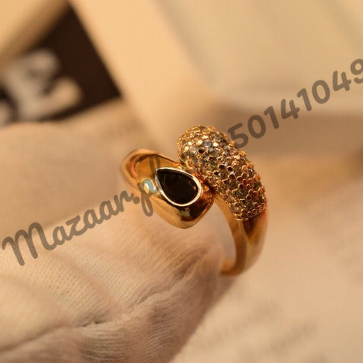 Beautiful Golden Black Zircon Crystal Ring for Girls/Women - Meerzah