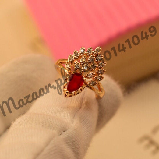 Fancy Golden Maroon Zircon Crystal Ring for Girls/Women - Meerzah