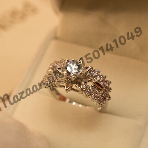 Fancy Silver Zircon Crystal Ring for Girls/Women - Meerzah