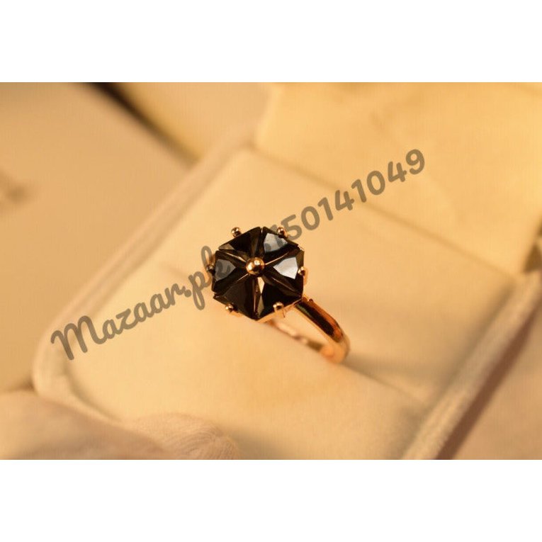 Fancy Golden Black Flower Zircon Ring for Girls/Women - Meerzah