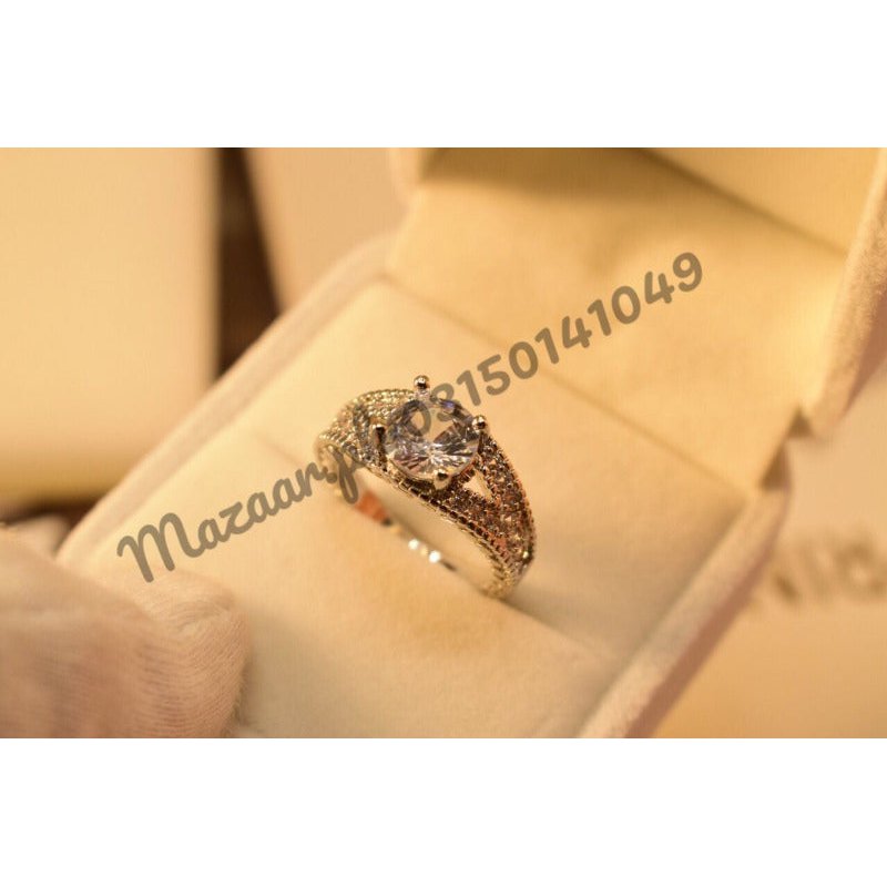 Beautiful Silver Zircon Crystal Ring for Girls/Women - Meerzah