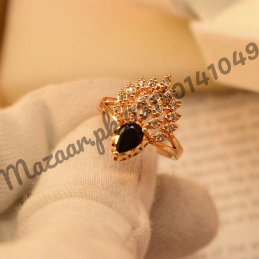 Beautiful Golden PLATED Zircon Crystal Ring for Girls/Women - Meerzah