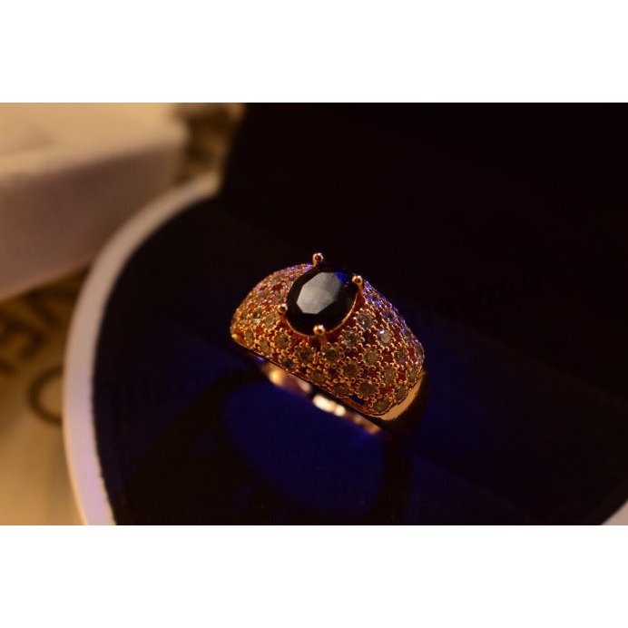 Antique Black Zircon Crysta Golden Ring for Girls/Women - Meerzah