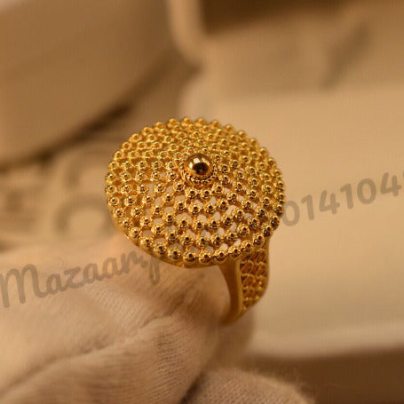 Fancy Unique Round Golden Ring for Girls/Women - Meerzah