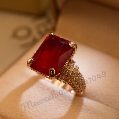 Stylish Maroon Square Zircon Crystal Ring for Girls/Women - Meerzah