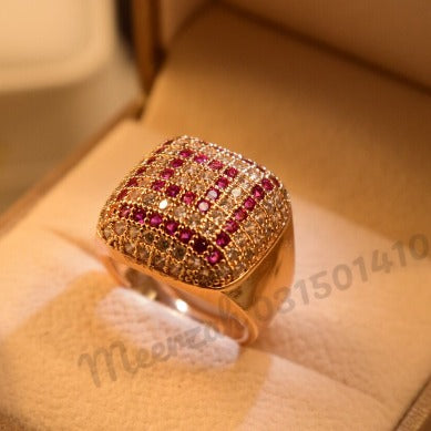 Elegant Multi Mini Square Zircon Crystal Ring for Girls/Women - Meerzah