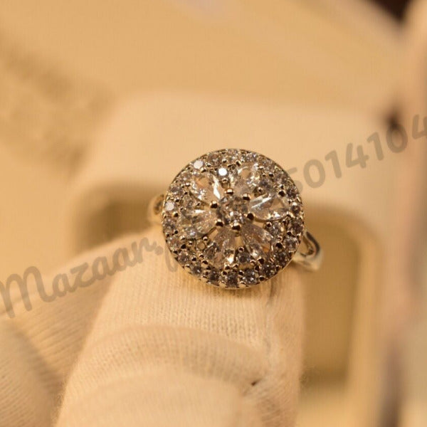 Stylish Crystal Silver Plated Zircon Ring for Girls/Women - Meerzah