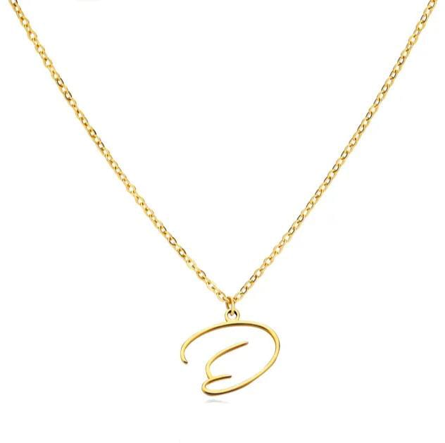 Gold Plated Letter Capital Alphabet Pendant Necklaces For Girls/Women