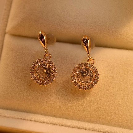 Fancy Cut Stone Crystal Golden Earings for Girls/Women - Meerzah