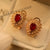 Fancy Stylish Golden Red Crystal Earings for Girls/Women - Meerzah