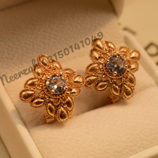 Elegant Stylish Golden White Crystal Earings for Girls/Women - Meerzah