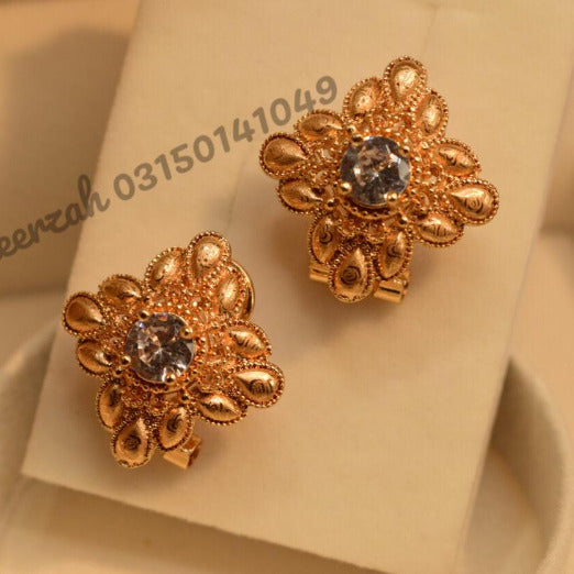 Elegant Stylish Golden White Crystal Earings for Girls/Women - Meerzah