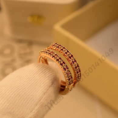 Elegant Italian Design Maroon Zircon Golden Earings for Girls/Women - Meerzah