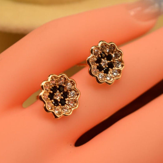 Fancy Golden Stylish Black & White Crystal Earings for Girls/Women