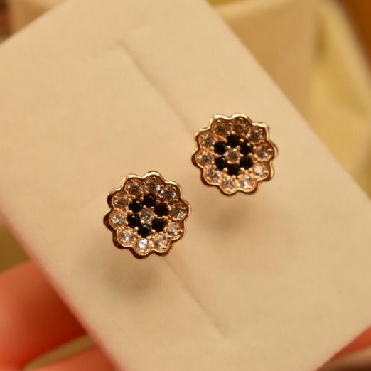 Fancy Golden Stylish Black & White Crystal Earings for Girls/Women