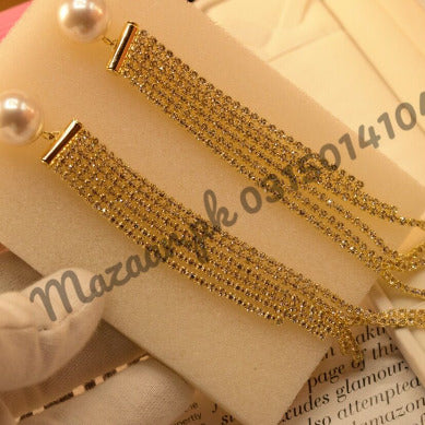 Elegant Long Crystal Golden Earings for Girls/Women - Meerzah