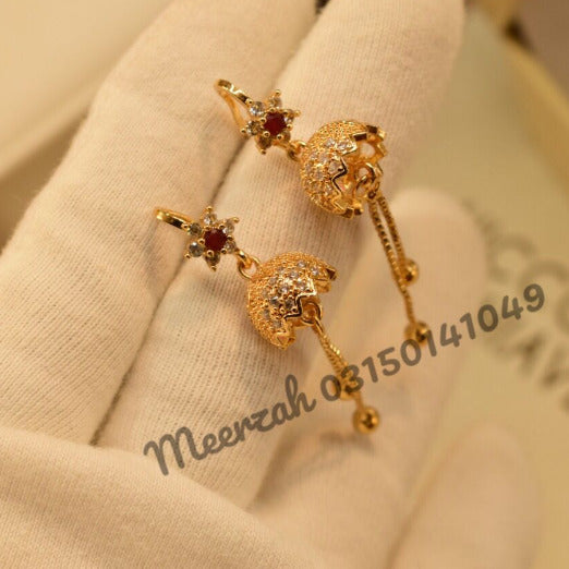 Beautiful Golden Stylish White & Maroon Crystal Earings for Girls/Women