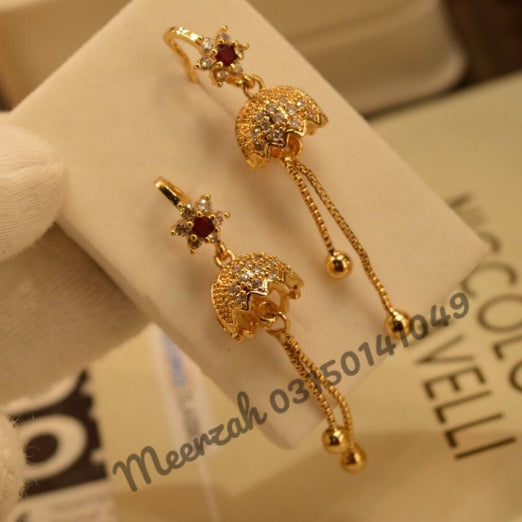 Beautiful Golden Stylish White & Maroon Crystal Earings for Girls/Women