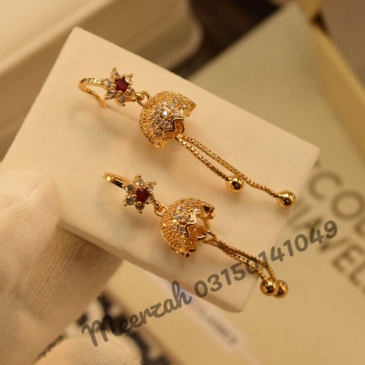 Beautiful Golden Stylish White & Maroon Crystal Earings for Girls/Women